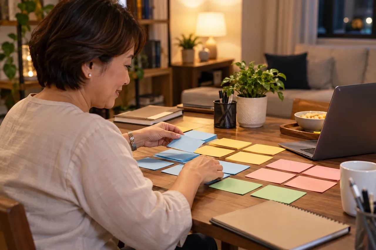 Illustrative post-event review focused on organizing lessons and handover notes for the next company event