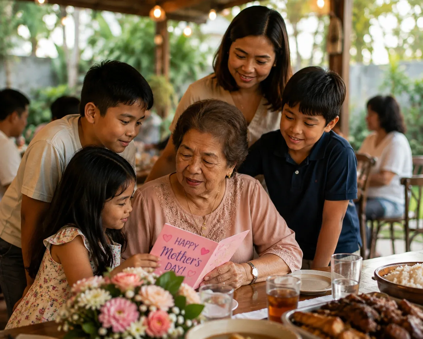 Lola and children sharing a warm Mother’s Day family moment together