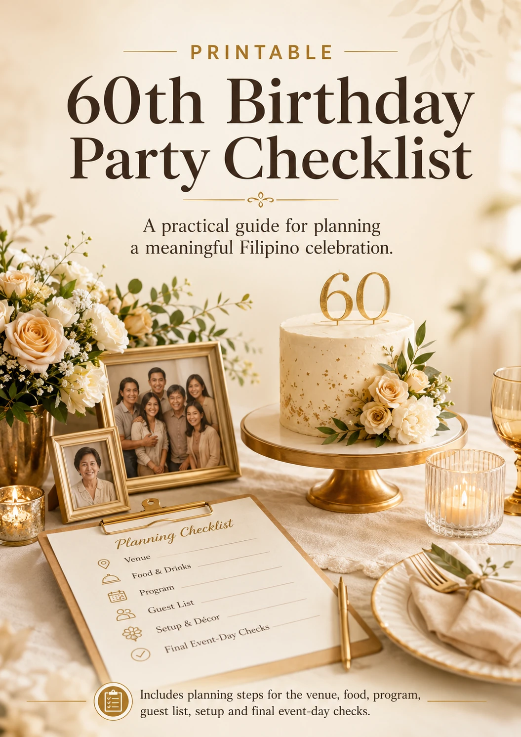 Printable checklist for planning a 60th birthday party in the Philippines